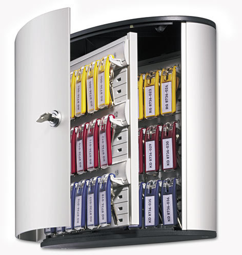 Durable 196623 Locking Key Cabinet Brushed Aluminum 11 3//4 x 36-Key Silver