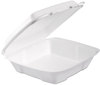 A Picture of product 217-134 Dart® Foam Hinged Lid Containers,  1-Comp, 9 x 9 2/5 x 3, White, 100/Bag, 2 Bag/Carton