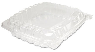 Dart® ClearSeal® Hinged-Lid Plastic Containers, 33 oz, 8-5/16" x 8-5/16" x 2", Clear, 125/Bag, 250/Case
