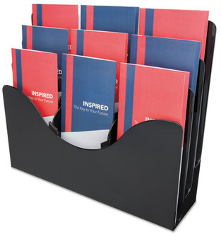 deflecto® Three-Tier Document Organizer with Dividers,  13-3/8w x 3-1/2d x 11-1/2h, Black