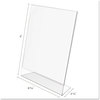 A Picture of product DEF-69701 deflecto® Slanted Desktop Sign Holder,  Plastic, 8 1/2 x 11, Clear