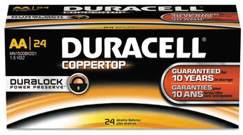 Duracell® CopperTop® Alkaline Batteries with Duralock Power Preserve™ Technology,  AA, 24/Box