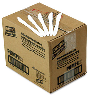 Dixie® Plastic Cutlery,  Mediumweight Knives, White, 1000/Carton