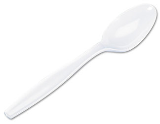 Dixie® Plastic Cutlery,  Heavyweight Teaspoons, White, 1000/Carton
