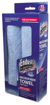 Endust® for Electronics Extra-Large Microfiber Towel Twin-Pack,  15 x 15, Unscented, Blue, 2/Pack