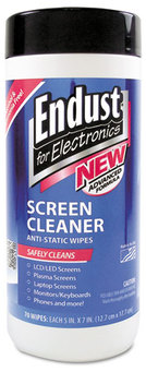 Endust® Screen Cleaning Wipes,  Premoistened, 70/Canister