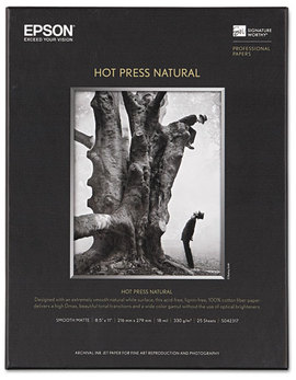 Epson® Hot Press Natural Fine Art Paper,  8-1/2 x 11, 25 Sheets