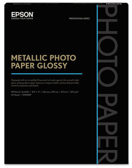 Epson® Professional Media Metallic Glossy Photo Paper,  White, 8 1/2x11, 25 Sheets/Pack