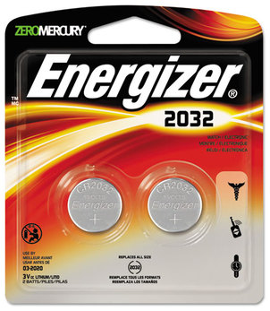 Energizer® Watch/Electronic/Specialty Battery,  2032, 3V, 2/Pack