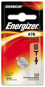 Energizer® Mercury-Free Watch/Electronic/Specialty Battery,  Alkaline, A76, 1.5V, MercFree