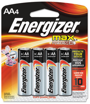 Energizer® MAX® Alkaline Batteries,  AA, 4 Batteries/Pack