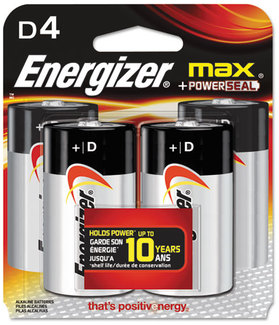 Energizer® MAX® Alkaline Batteries,  D, 4 Batteries/Pack