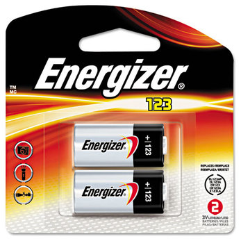 Energizer® Photo Lithium Batteries,  123, 3V, 2/Pack