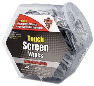 Dust-Off® Touch Screen Wipes,  5 x 6, 200 Individual Foil Packets