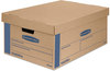 A Picture of product FEL-0066001 Bankers Box® SmoothMove™ Prime Moving & Storage Boxes Moving/Storage Lift-Off Lid, Half Slotted Container, Large, 15" x 24" 10", Brown/Blue, 8/Carton