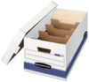 A Picture of product FEL-0083101 Bankers Box® STOR/FILE™ Medium-Duty Storage Boxes with Dividers, Letter Files, 12.88" x 25.38" 10.25", White/Blue, 12/Carton