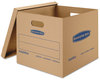 A Picture of product FEL-7717201 Bankers Box® SmoothMove™ Classic Moving & Storage Boxes Moving/Storage Half Slotted Container (HSC), Medium, 15" x 18" 14", Brown/Blue, 8/Carton