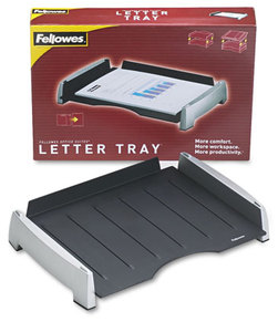 Fellowes® Office Suites™ Side Load Letter Tray,  Plastic, Black/Silver