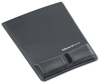 Fellowes® Palm and Wrist Supports with Microban® Protection Memory Foam Support Attached Mouse Pad, 8.25 x 9.87, Graphite