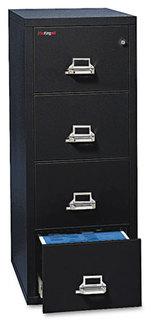 FireKing® Four-Drawer Insulated Vertical File,  20-13/16w x 25d, UL 350° for Fire, Legal, Black