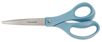 Fiskars® Contoured Performance Scissors,  8 in. Length, Straight, 3 1/2 in. Cut, Right Hand, Blue