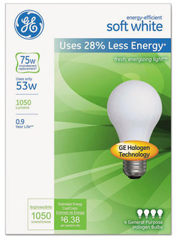 GE Energy-Efficient Halogen Bulb,  4/Pack