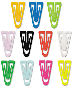 Advantus® Plastic Paper Clips,  Plastic, Medium Size, Assorted Colors, 500/Box