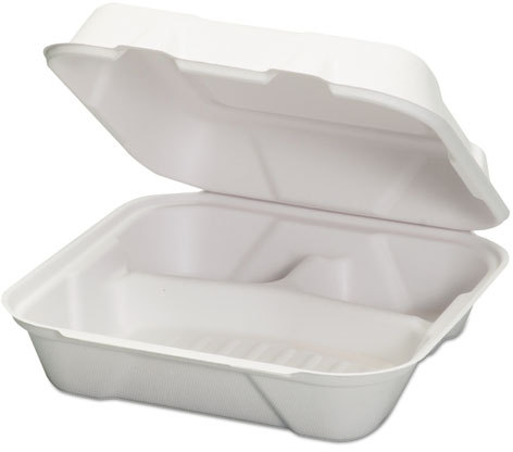 Genpak Llc HF203 Genpak® Harvest® Fiber Hinged Containers, White, 9 x 9 ...