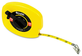 Great Neck® English Rule Tape Measure,  3/8" x 100ft, Steel, Yellow