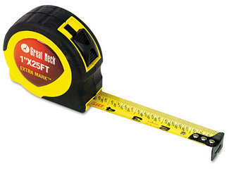 Great Neck® ExtraMark™ Tape Measure,  1" x 25ft, Steel, Yellow/Black