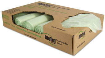 Heritage Biotuf® Compostable Can Liners,  48 gal, 1 mil, 48 x 42, Green