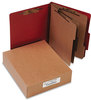 A Picture of product ACC-15038 ACCO Pressboard Classification Folders 4" Expansion, 3 Dividers, 8 Fasteners, Letter Size, Earth Red Exterior, 10/Box