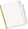 A Picture of product AVE-11124 Avery® Insertable Big Tab™ Dividers 8-Tab, Double-Sided Gold Edge Reinforcing, 11 x 8.5, White, Clear Tabs, 1 Set