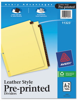 Avery® Preprinted Red Leather Tab Dividers with Clear Reinforced Binding Edge 25-Tab, A to Z, 11 x 8.5, Buff, 1 Set