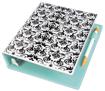 Avery® Durable Mini Size Non-View Fashion Binder with Round Rings 3 1" Capacity, 8.5 x 5.5, Damask/Light Blue
