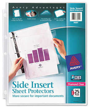 Avery® Side Insert Heavyweight Diamond Clear Sheet Protectors,  Heavy Gauge, Letter, Diamond Clear, 25/Pack