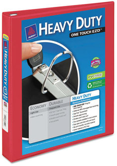 Avery® Heavy-Duty View Binder with DuraHinge® and One Touch EZD® Rings 3 1" Capacity, 11 x 8.5, Red