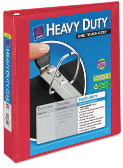 Avery® Heavy-Duty View Binder with DuraHinge® and One Touch EZD® Rings 3 1.5" Capacity, 11 x 8.5, Red