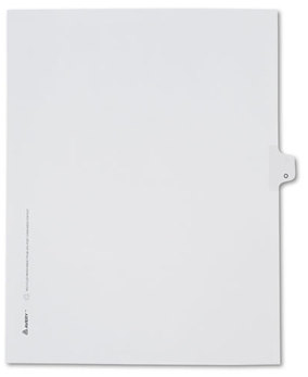 Avery® Preprinted Legal Exhibit Index Tab Dividers with Black and White Tabs,  Title: O, Letter, White, 25/Pack