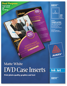 Avery® DVD Case Inserts,  Matte White, 20/Pack