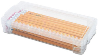 Advantus® Super Stacker Pencil Box,  Clear, 8 1/4 x 3 3/4 x 1 1/2