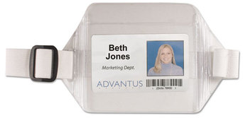 Advantus® Arm Badge Holder,  3 3/4 x 2 3/4, Clear/White. 12 per Box