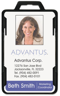 Advantus® Secure-Two Card RFID Blocking Badge,  3 3/8 x 2 1/8, Black, 20 per Pack