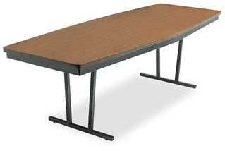 Barricks Economy Conference Folding Table,  Boat, 96w x 36d x 30h, Walnut/Black