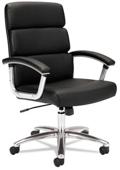HON® Traction™ High-Back Executive Chair Supports 250 lb, 17.75" to 21.8" Seat Height, Black Seat/Back, Polished Aluminum Base
