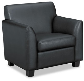 HON® Circulate™ Reception Seating Club Chair Bonded Leather Upholstery, 33" x 28.75" 32", Black Seat, Back, Base