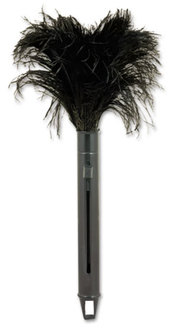 Boardwalk® Retractable Feather Duster,  Black Plastic Handle Extends 9" to 14"