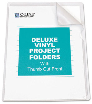C-Line® Deluxe Vinyl Project Folders,  Jacket, Letter, Vinyl, Clear, 50/Box