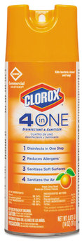 Clorox® 4 in One Disinfectant & Sanitizer,  Citrus, 14oz Aerosol, 12/Case.
