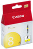 A Picture of product CNM-CLI8Y Canon® CLI8 4-Color Multipack, CLI8BK, CLI8C, CLI8G, CLI8M, CLI8R, CLI8Y Ink Tank, Yellow